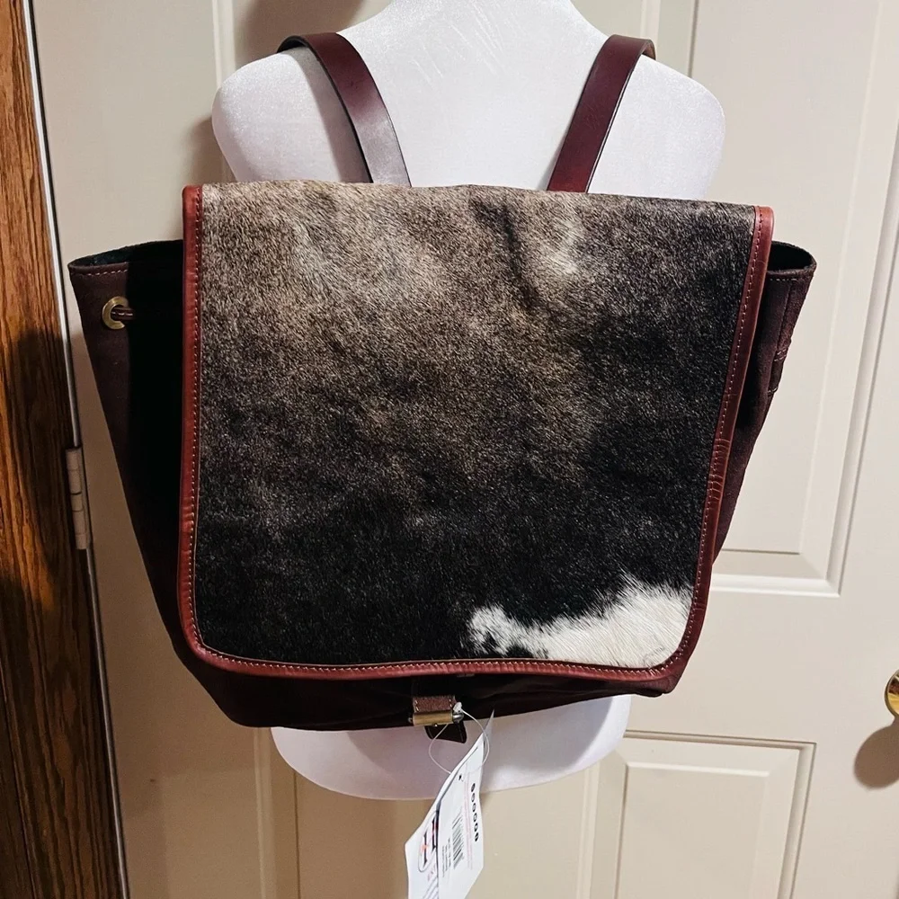 New Huntley Equestrian Suede Leather Cowhide Designer Shoulder Backpack